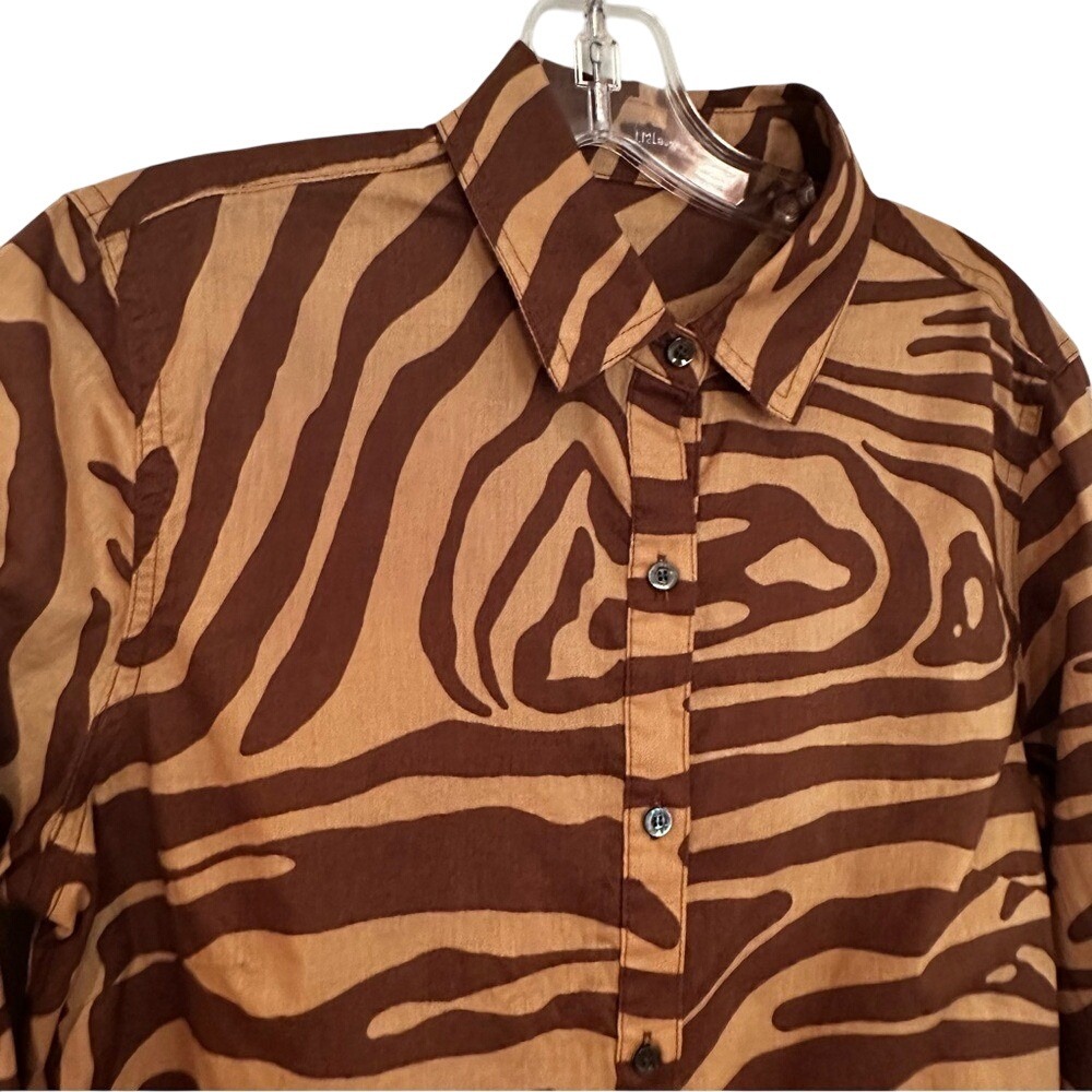 J. McLaughlin Lois Shirt Button Up Women's Small Brown Tan Animal Print Career - Picture 5 of 9